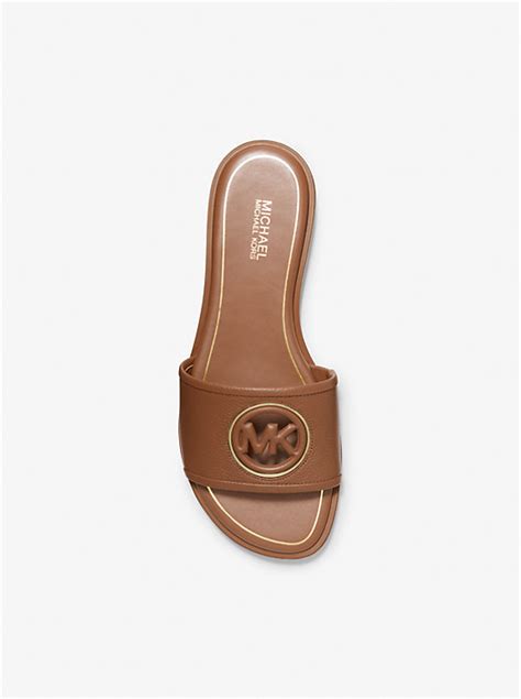 michael kors shoes deanna cutout leather slide sandal|Michael Kors summer mid sandals.